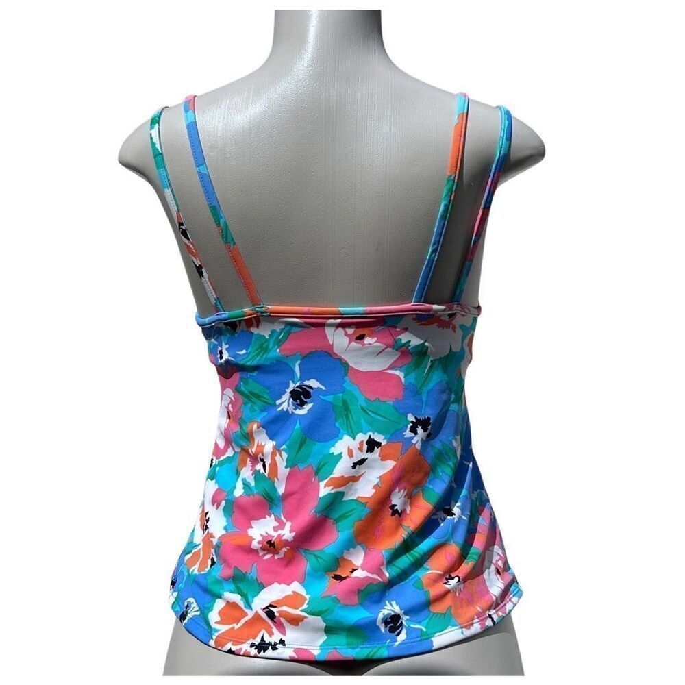 Vtg Miraclesuit Swim Tankini Top Size 8 Multicolor Pastel Floral Double Strap - Picture 11 of 15